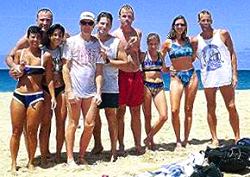 Wedding guests at Hanakapiai beach on the Na Pali trail